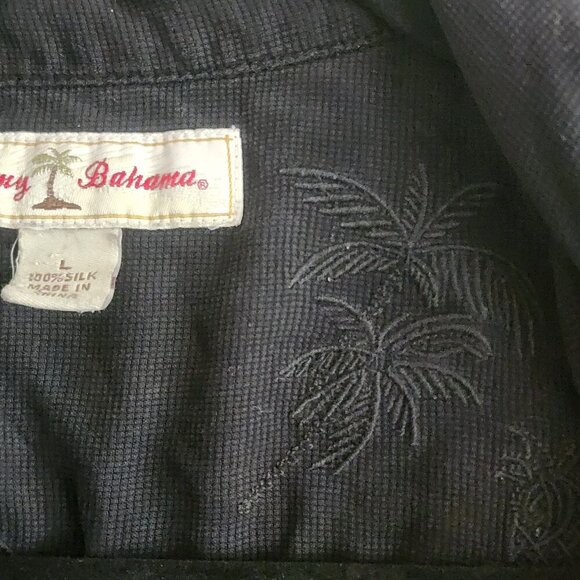 Tommy Bahama Mens Hawaiian Button Down Shirt Short Sleeve Silk Black Size XXL - Picture 5 of 8
